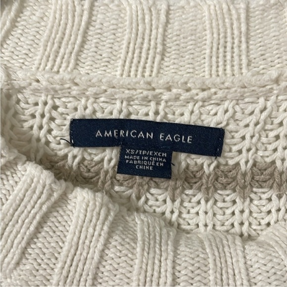 💰American Eagle NWOT Semi Cropped Knit Striped Sweater Oversized XS fits upto XL - Picture 2 of 7